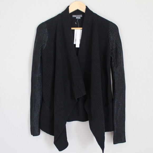 NWT Vince Draped Cotton Cardigan, Black– Luxe Layering, Office to Weekend Style - Picture 6 of 12